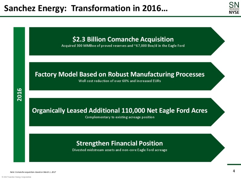 2Q 2017 Earnings Update – Sanchez Energy Corp – slide 3