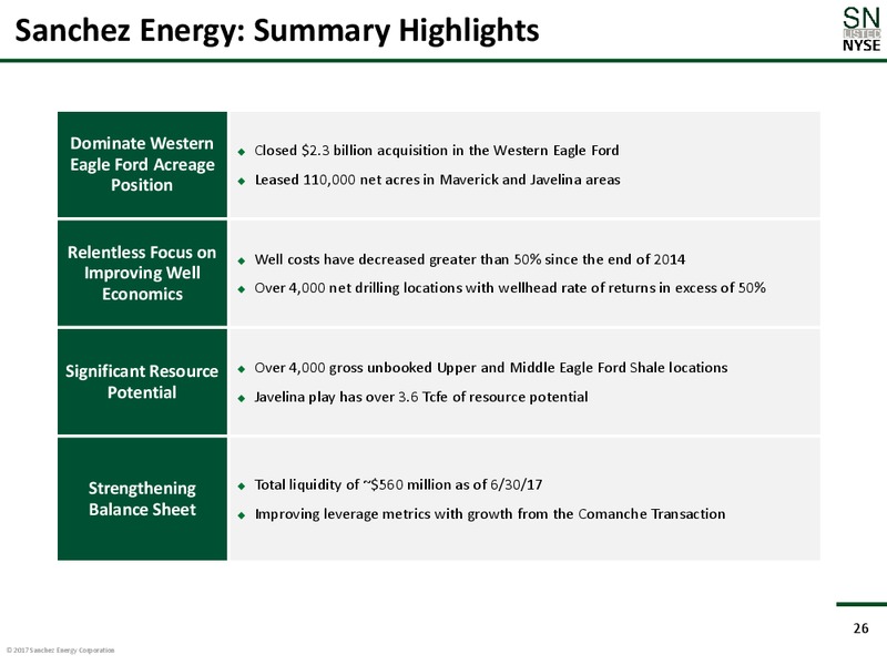 August 2017 Corporate Presentation – Sanchez Energy Corp – slide 25