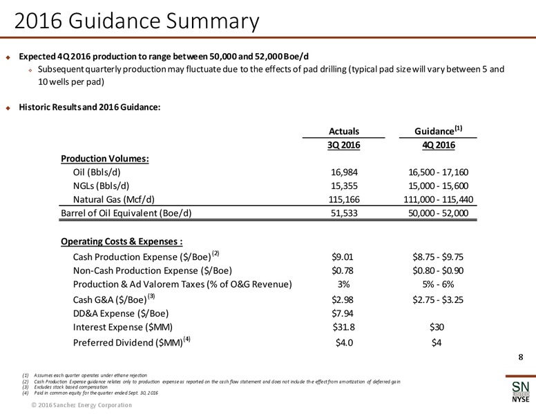 Q3 2016 Earnings Call – Sanchez Energy Corp – slide 7
