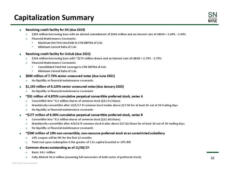 November 2017 Corporate Presentation – Sanchez Energy Corp – slide 31