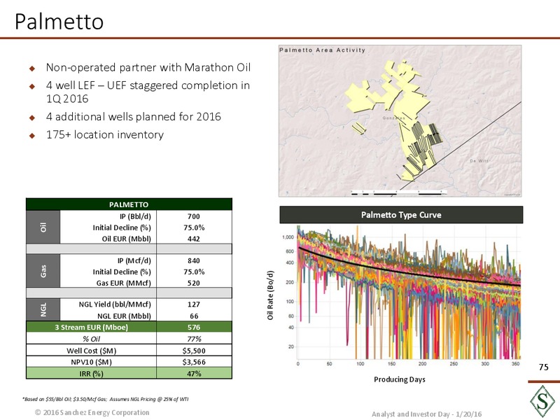 January 2016 Analyst Day – Sanchez Energy Corp – slide 74