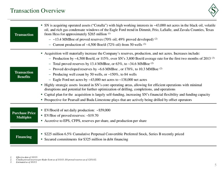 Eagle Ford Aquisition Presentation – Sanchez Energy Corp – slide 3