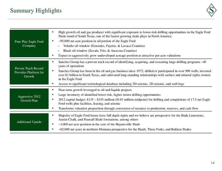 August 2012 Corporate Presentation – Sanchez Energy Corp – slide 13