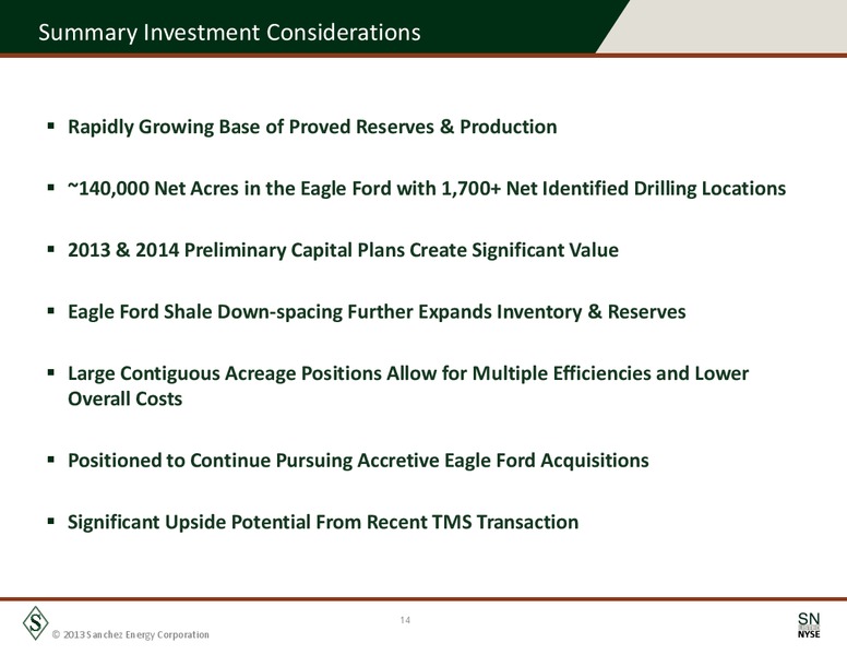 Acquisitions Complementing Strong Organic Growth – Sanchez Energy Corp – slide 13