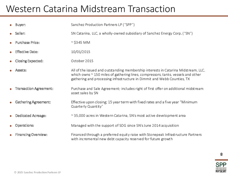 September 2015 Investor Presentation – Sanchez Midstream Partners LP – slide 7