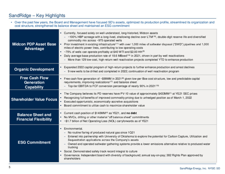 March 2022 Investor Presentation – Sandridge Energy, Inc. – slide 4