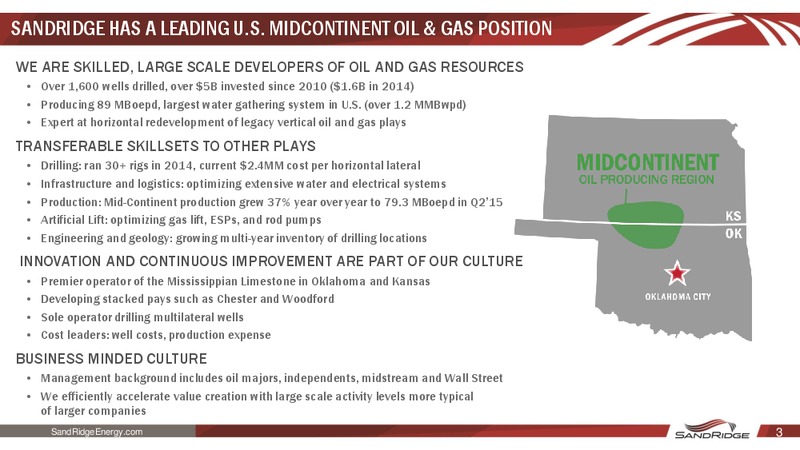 August 2015 Investor Presentation – Sandridge Energy, Inc. – slide 2