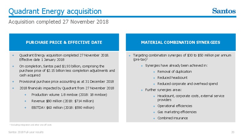 2018 FY Results Presentation – Santos Limited – slide 19