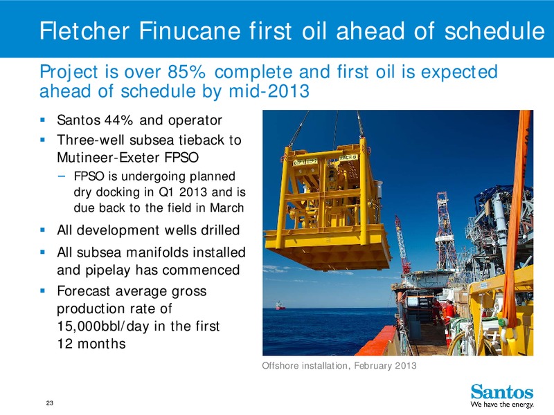 4Q 2012 – Santos Limited – slide 22