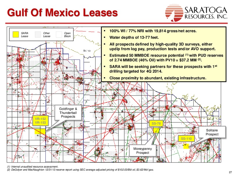 ENERCOM OIL AND SERVICES CONFERENCE – Saratoga Resources Inc. – slide 27