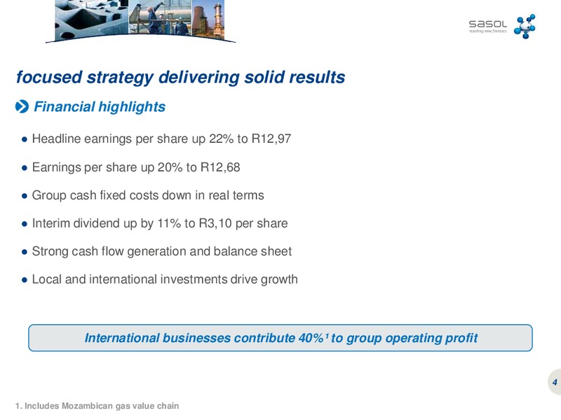 MARCH 2011 FINANCIAL RESULTS – Sasol Limited – slide 4
