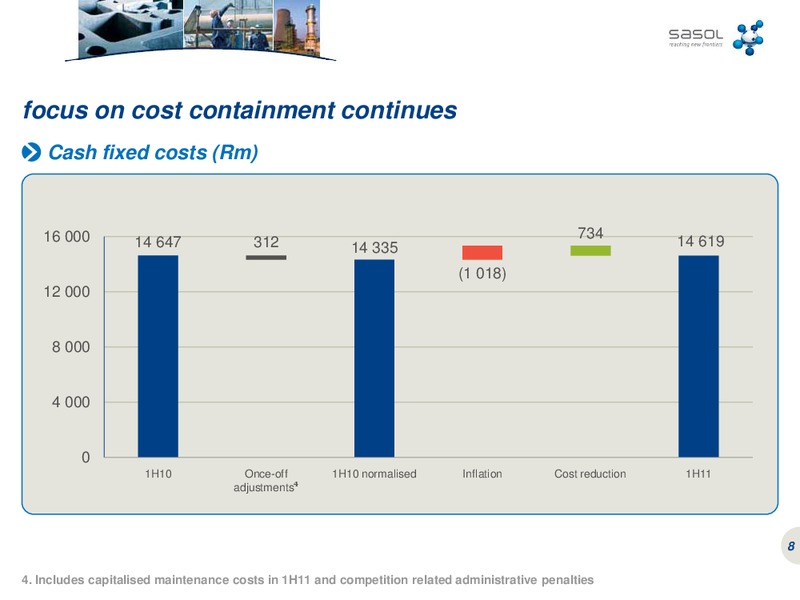 MARCH 2011 FINANCIAL RESULTS – Sasol Limited – slide 8