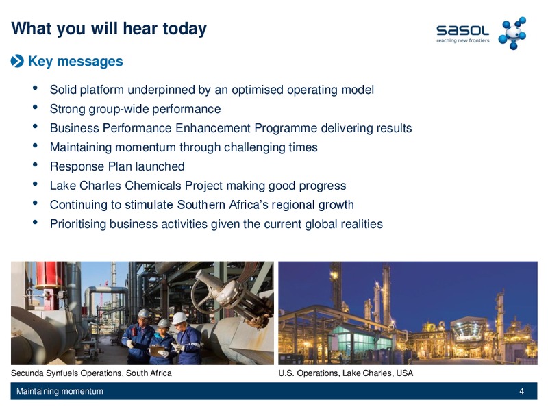Q1 2015 EARNINGS CALL – Sasol Limited – slide 3
