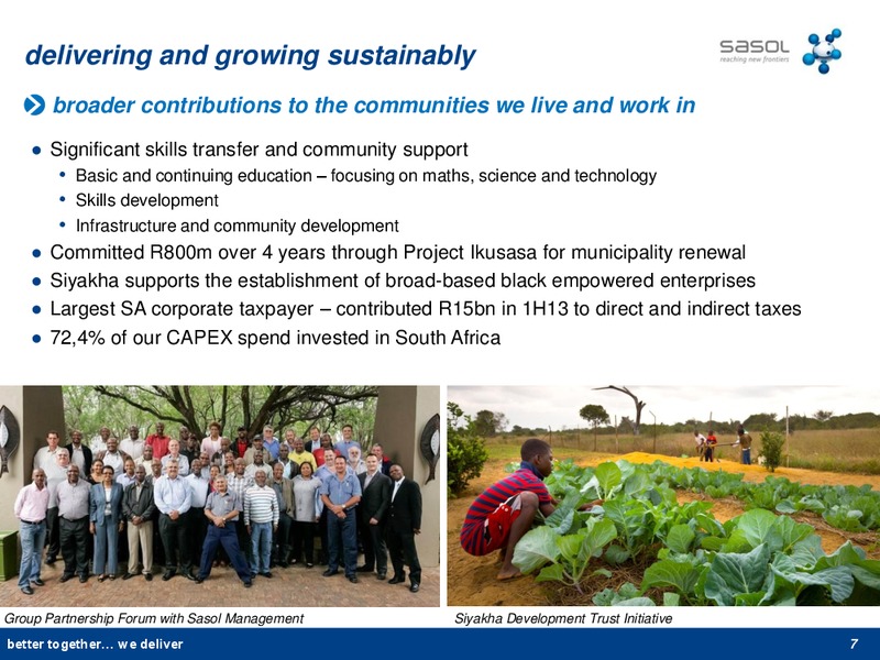 H1 2013 EARNINGS CALL – Sasol Limited – slide 6