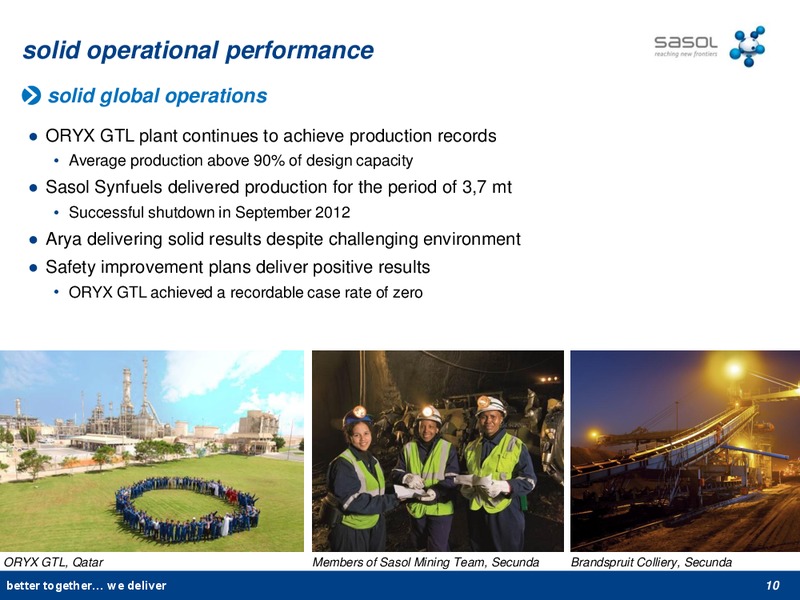 H1 2013 EARNINGS CALL – Sasol Limited – slide 9