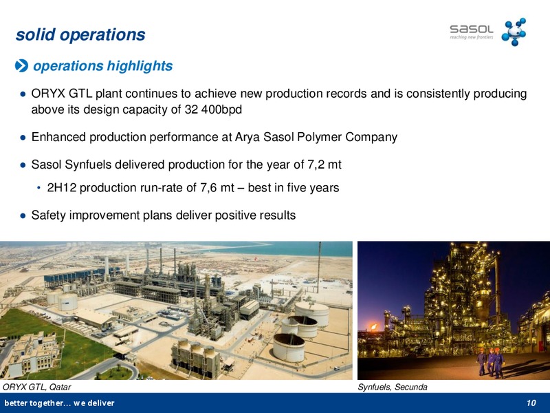 2012 EARNINGS CALL – Sasol Limited – slide 9