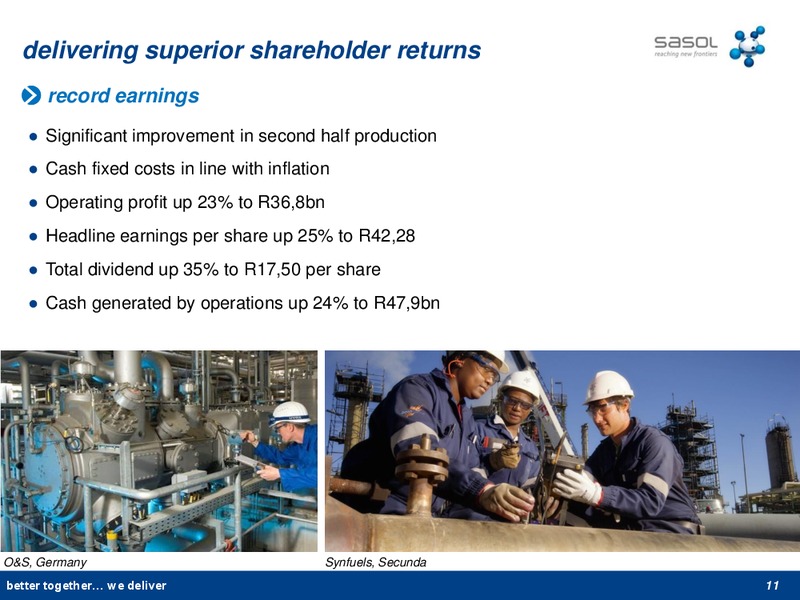 2012 EARNINGS CALL – Sasol Limited – slide 10