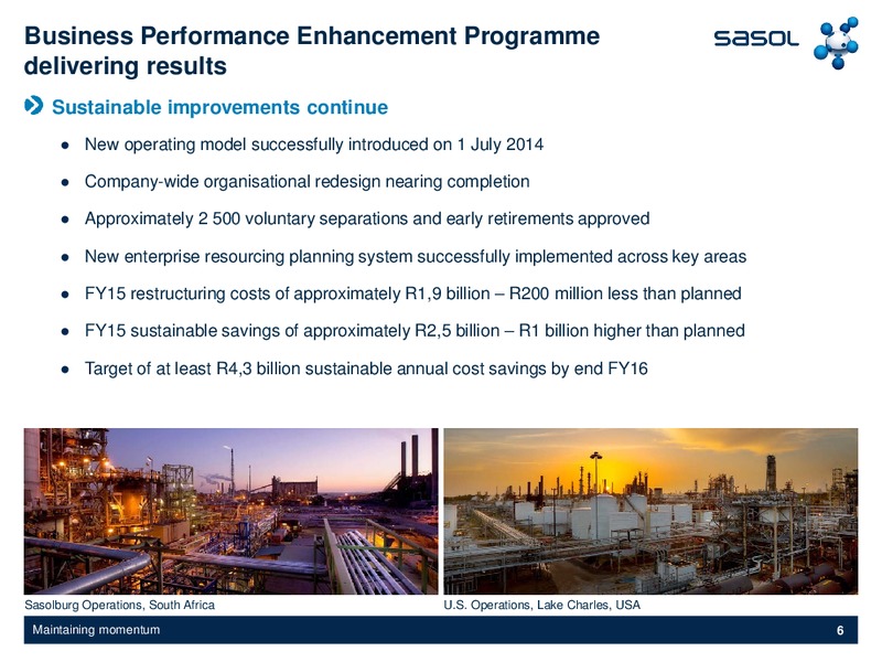 September 2015 Investor Presentation – Sasol Limited – slide 5