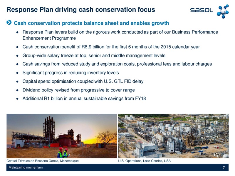 September 2015 Investor Presentation – Sasol Limited – slide 6