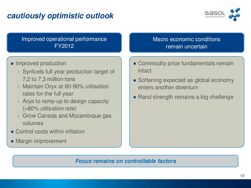 SEPTEMBER 2011 INVESTOR PRESENTATION – Sasol Limited – slide 17