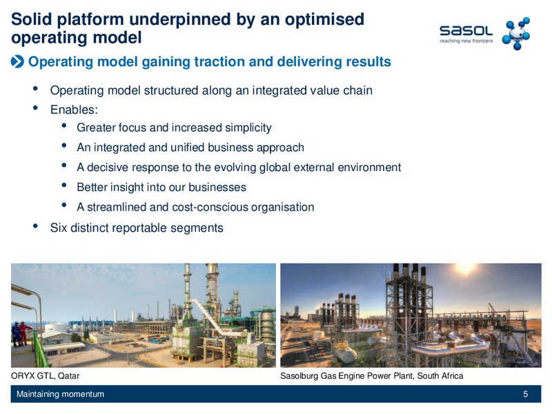 H1 2015 EARNINGS CALL – Sasol Limited – slide 4