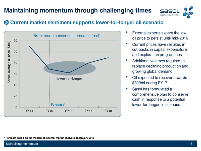 H1 2015 EARNINGS CALL – Sasol Limited – slide 7
