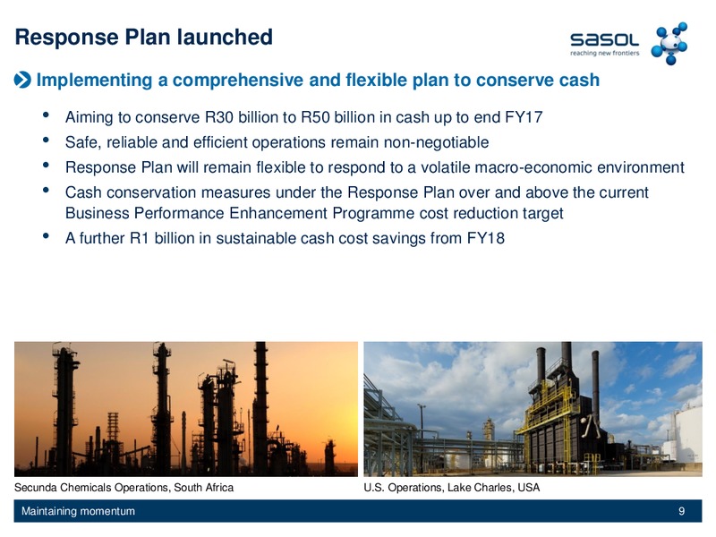 H1 2015 EARNINGS CALL – Sasol Limited – slide 8