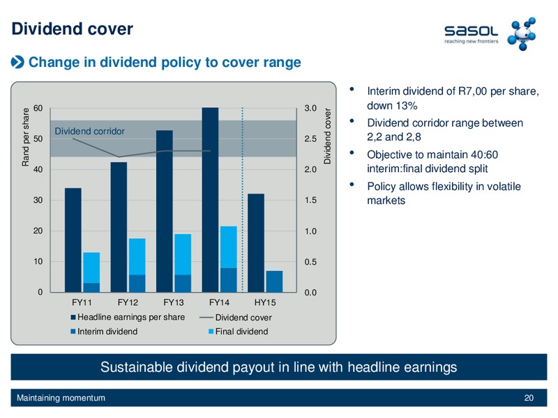 H1 2015 EARNINGS CALL – Sasol Limited – slide 19