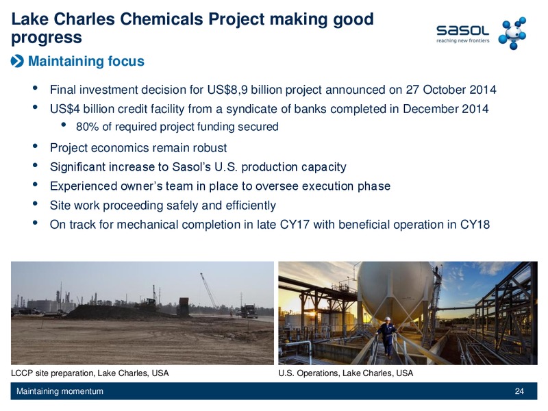 H1 2015 EARNINGS CALL – Sasol Limited – slide 23