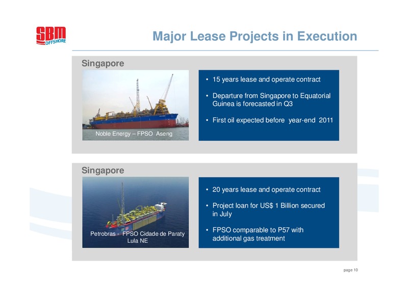 H1 2011 EARNINGS CALL – Sbm Offshore – slide 9