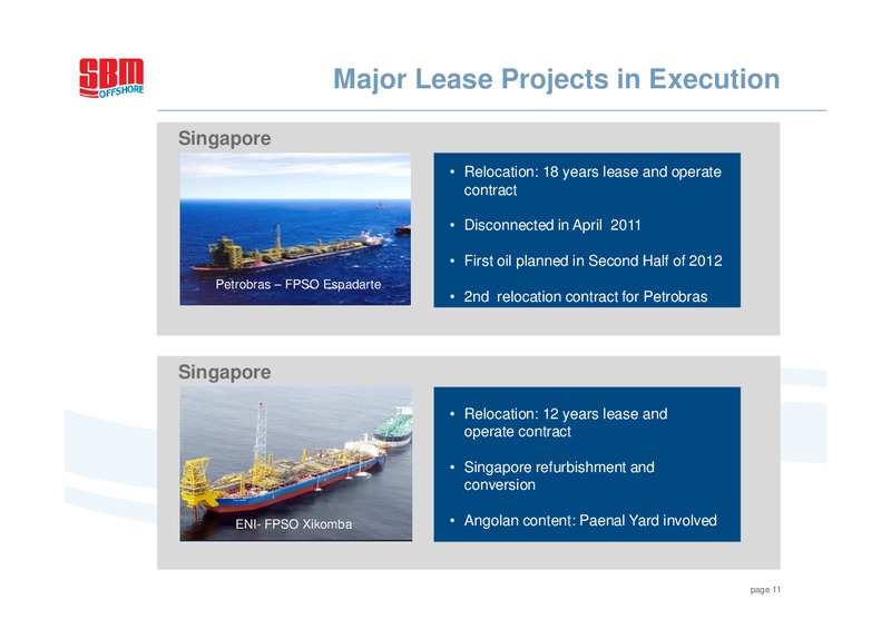 H1 2011 EARNINGS CALL – Sbm Offshore – slide 10