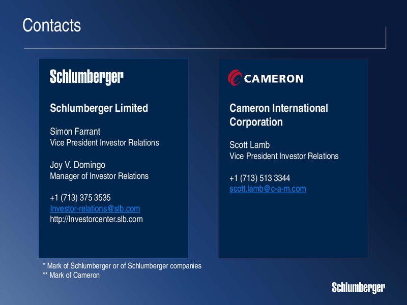 August 2015 Investor Presentation – Schlumberger Limited – slide 14