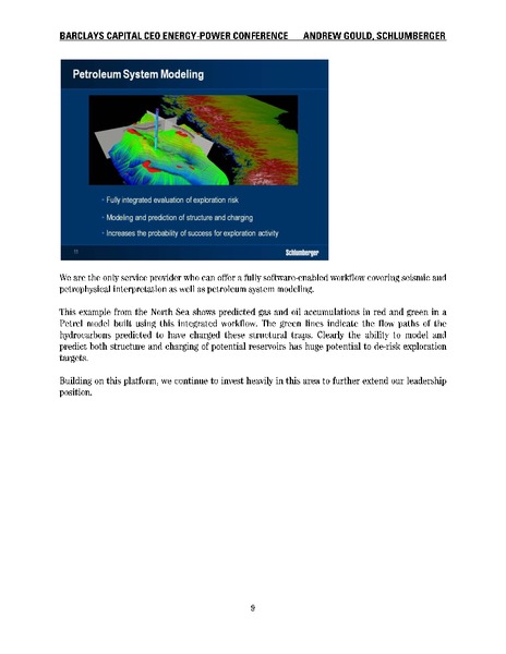 CEO ENERGY POWER CONFERENCE – Schlumberger Limited – slide 9