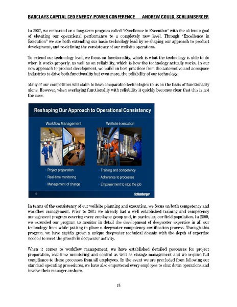 CEO ENERGY POWER CONFERENCE – Schlumberger Limited – slide 15