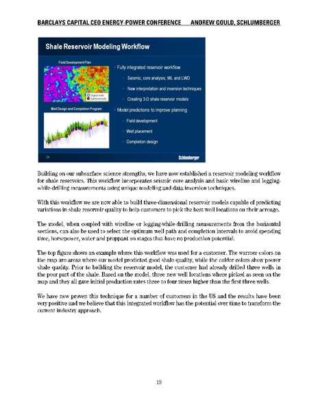 CEO ENERGY POWER CONFERENCE – Schlumberger Limited – slide 19