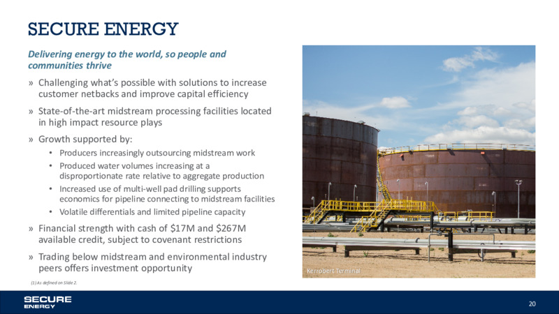 August 2020 Company Presentation – Secure Energy Services – slide 20