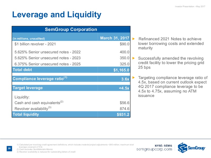 1Q 2017 Earnings Call – Semgroup Corporation – slide 18