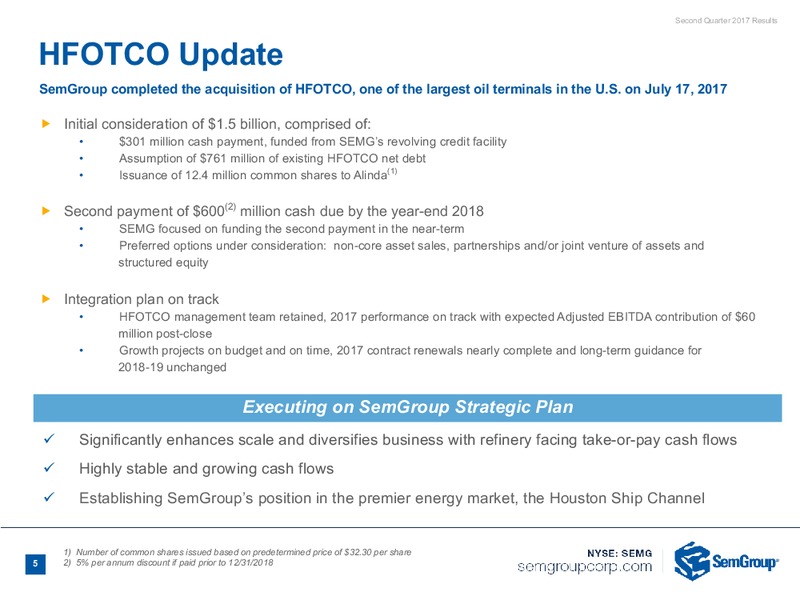 2Q 2017 Earnings Call – Semgroup Corporation – slide 3