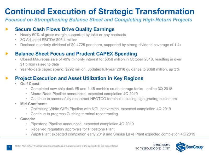 3Q 2018 Earnings Presentation – Semgroup Corporation – slide 5