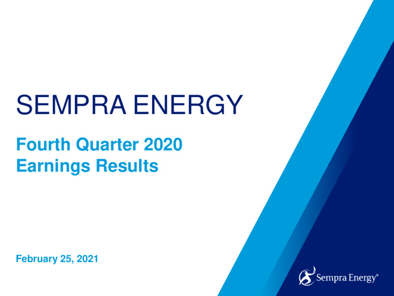 Fourth Quarter 2020 Earnings Presentation – Sempra Energy – slide 1