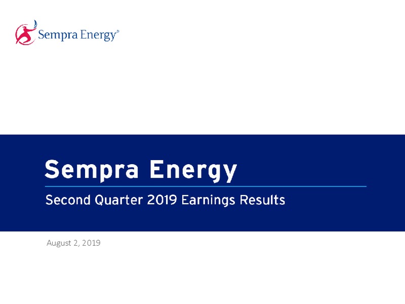 2Q 2019 Earnings Presentation – Sempra Energy – slide 1