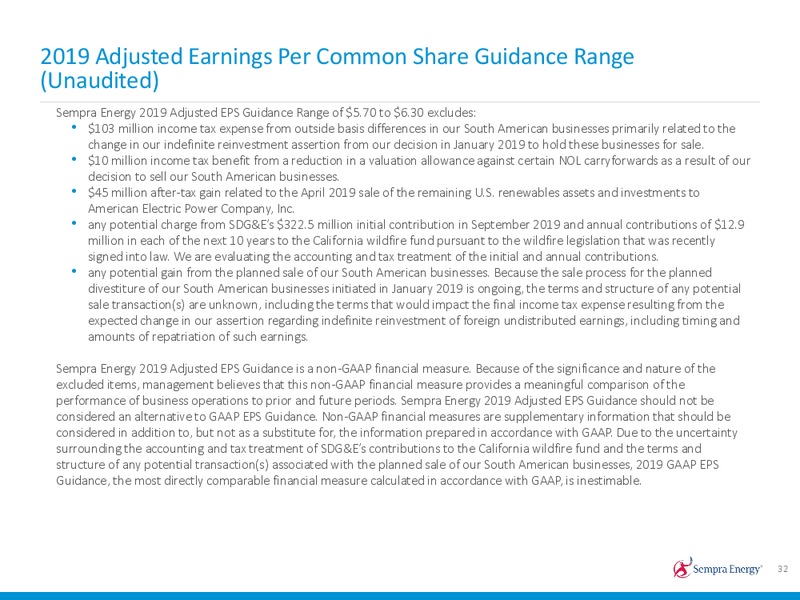 2Q 2019 Earnings Presentation – Sempra Energy – slide 31