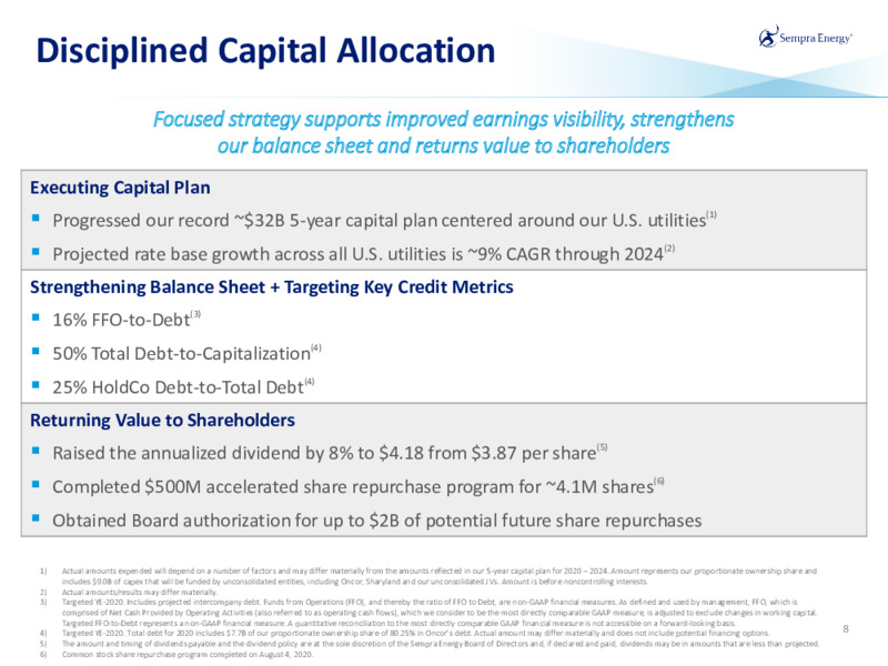 Q2 2020 Investor Presentation – Sempra Energy – slide 7