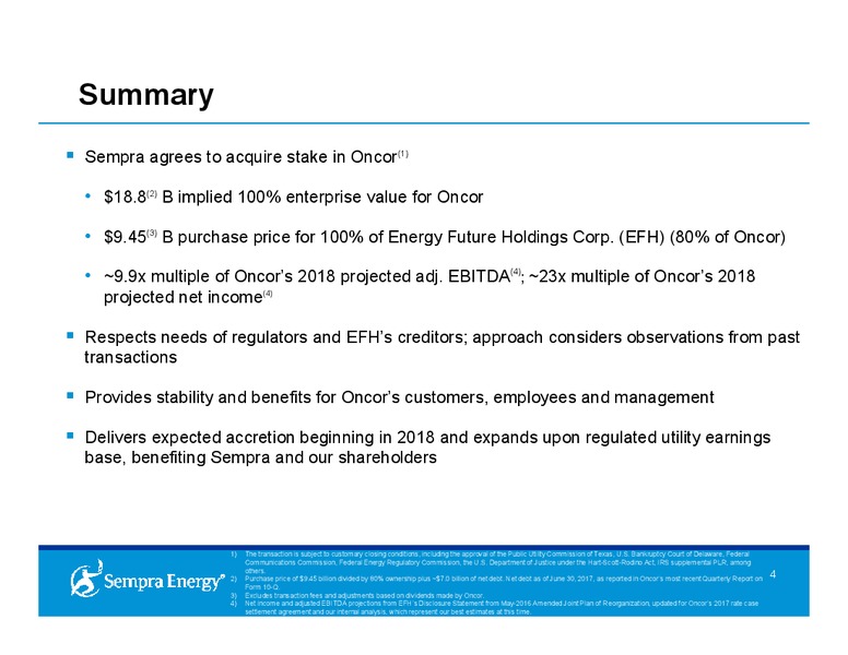 Agreement to Acquire Stake in Oncor Presentation – Sempra Energy – slide 3