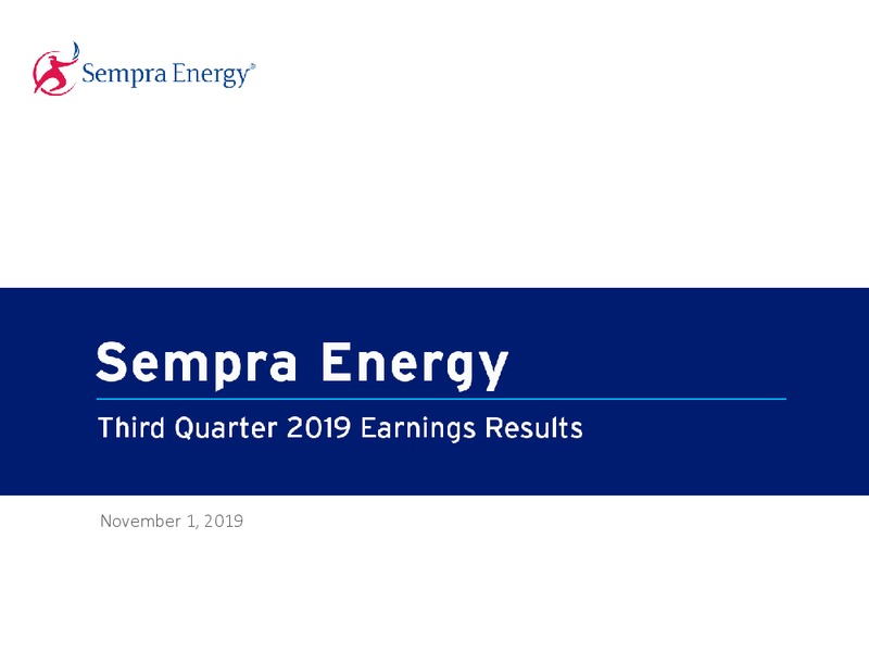 3Q 2019 Earnings Presentation – Sempra Energy – slide 1