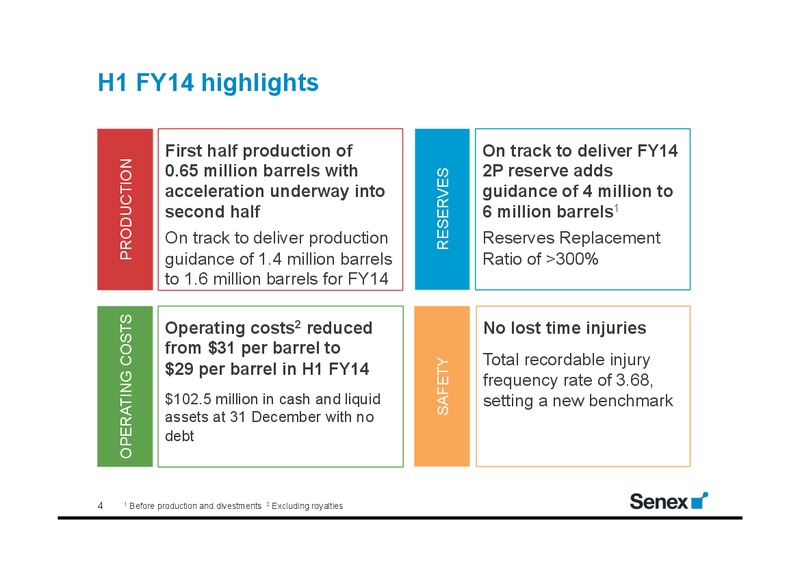 FY14 Half Year Results – Senex Energy Ltd. – slide 3