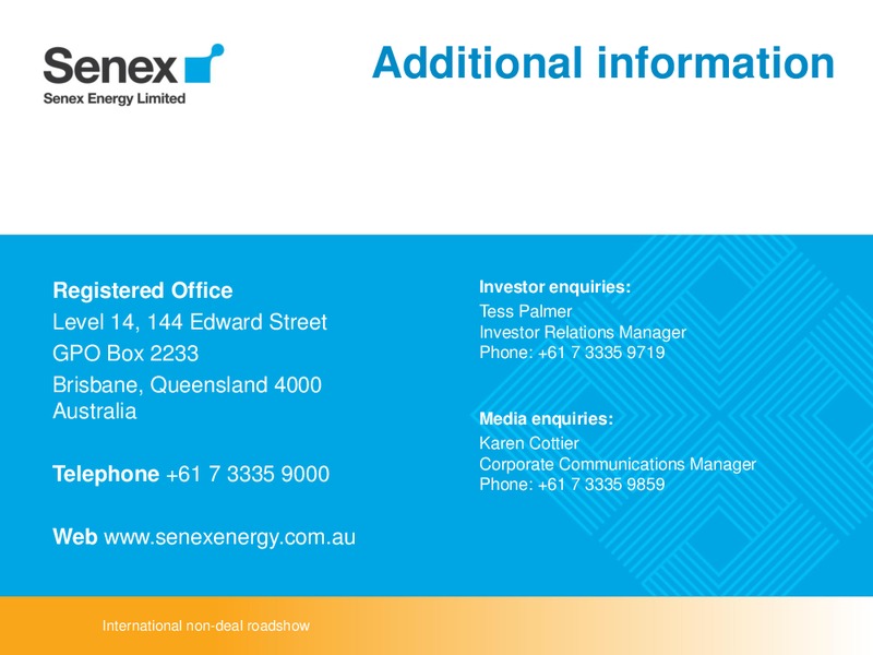 International Non Deal Roadshow April 2016 – Senex Energy Ltd. – slide 29