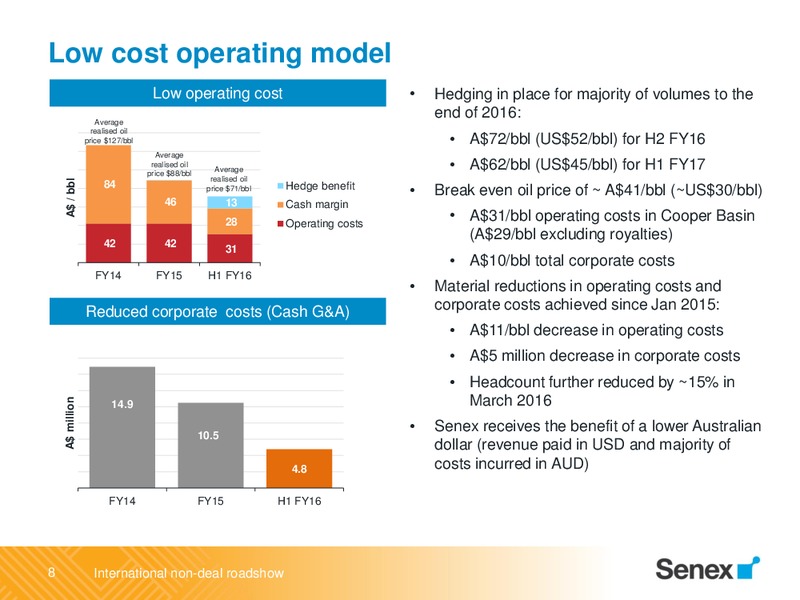 International Non Deal Roadshow – Senex Energy Ltd. – slide 8