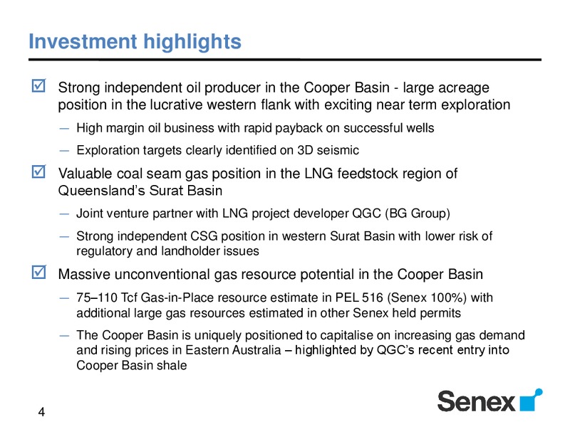 Shale Gas World Australia – Senex Energy Ltd. – slide 3