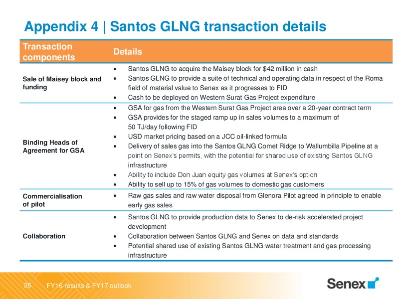 FY 2016 and FY 2017 Outlook – Senex Energy Ltd. – slide 26